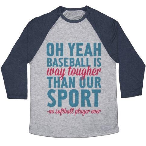 Virgin Teez  Baseball Tee Unisex Tri-Blend Baseball Tee / small / Athletic Gray / Navy NO SOFTBALL PLAYER EVER UNISEX TRI-BLEND BASEBALL TEE