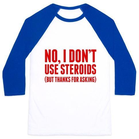Virgin Teez  Baseball Tee Unisex Classic Baseball Tee / x-small / White/Blue NO STEROIDS UNISEX CLASSIC BASEBALL TEE