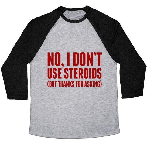 Virgin Teez  Baseball Tee Unisex Tri-Blend Baseball Tee / small / Athletic Gray / Black NO STEROIDS UNISEX TRI-BLEND BASEBALL TEE