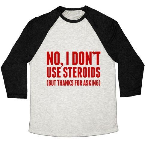 Virgin Teez  Baseball Tee Unisex Tri-Blend Baseball Tee / small / Oatmeal / Black NO STEROIDS UNISEX TRI-BLEND BASEBALL TEE
