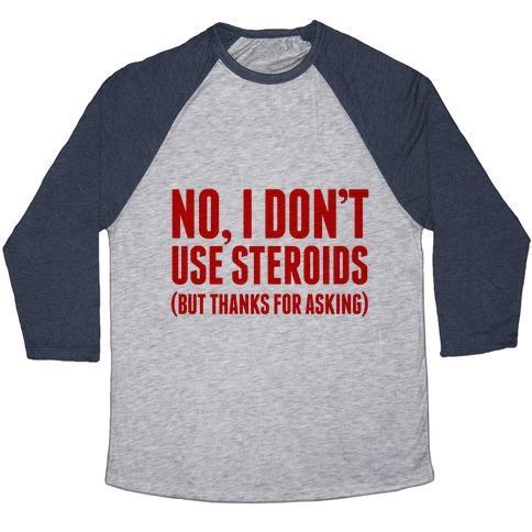 Virgin Teez  Baseball Tee Unisex Tri-Blend Baseball Tee / small / Athletic Gray / Navy NO STEROIDS UNISEX TRI-BLEND BASEBALL TEE