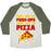 Virgin Teez  Baseball Tee Unisex Tri-Blend Baseball Tee / small / Oatmeal / Moss NO TO PUSH-UPS, YES TO PIZZA UNISEX TRI-BLEND BASEBALL TEE