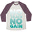 Virgin Teez  Baseball Tee Unisex Tri-Blend Baseball Tee / small / Oatmeal / Maroon NO TRAIN NO GAIN UNISEX TRI-BLEND BASEBALL TEE