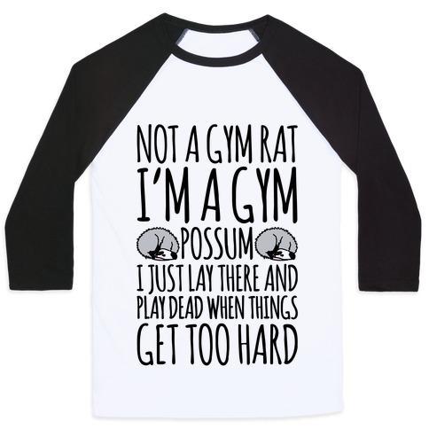 Virgin Teez  Baseball Tee Unisex Classic Baseball Tee / x-small / White/Black NOT A GYM RAT I'M A GYM POSSUM UNISEX CLASSIC BASEBALL TEE