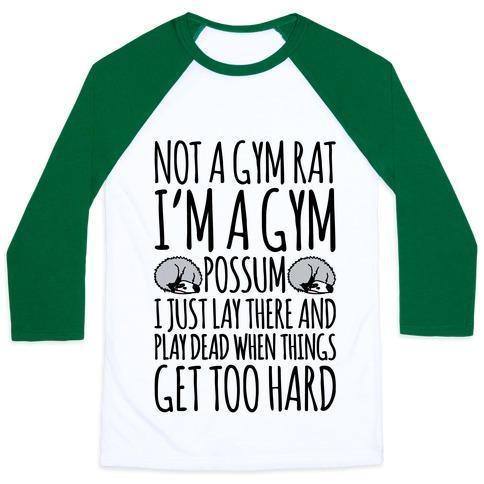 Virgin Teez  Baseball Tee Unisex Classic Baseball Tee / x-small / White/Dark Green NOT A GYM RAT I'M A GYM POSSUM UNISEX CLASSIC BASEBALL TEE