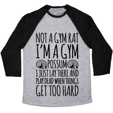 Virgin Teez  Baseball Tee Unisex Tri-Blend Baseball Tee / small / Athletic Gray / Black NOT A GYM RAT I'M A GYM POSSUM UNISEX TRI-BLEND BASEBALL TEE
