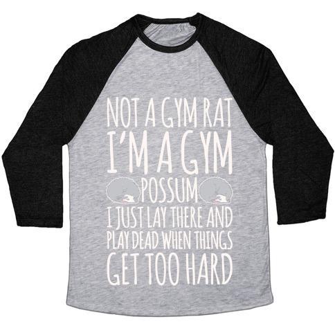 Virgin Teez  Baseball Tee Unisex Tri-Blend Baseball Tee / small / Athletic Gray / Black NOT A GYM RAT I'M A GYM POSSUM WHITE PRINT UNISEX TRI-BLEND BASEBALL TEE