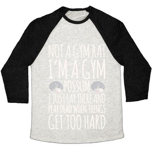Virgin Teez  Baseball Tee Unisex Tri-Blend Baseball Tee / small / Oatmeal / Black NOT A GYM RAT I'M A GYM POSSUM WHITE PRINT UNISEX TRI-BLEND BASEBALL TEE