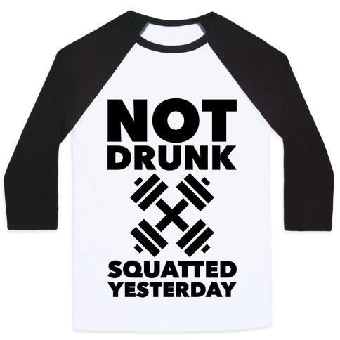 Virgin Teez  Baseball Tee Unisex Classic Baseball Tee / x-small / White/Black NOT DRUNK SQUATTED YESTERDAY UNISEX CLASSIC BASEBALL TEE