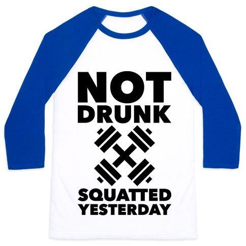 Virgin Teez  Baseball Tee Unisex Classic Baseball Tee / x-small / White/Blue NOT DRUNK SQUATTED YESTERDAY UNISEX CLASSIC BASEBALL TEE
