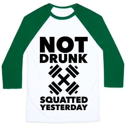Virgin Teez  Baseball Tee Unisex Classic Baseball Tee / x-small / White/Dark Green NOT DRUNK SQUATTED YESTERDAY UNISEX CLASSIC BASEBALL TEE