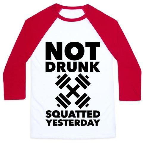 Virgin Teez  Baseball Tee Unisex Classic Baseball Tee / x-small / White/Red NOT DRUNK SQUATTED YESTERDAY UNISEX CLASSIC BASEBALL TEE
