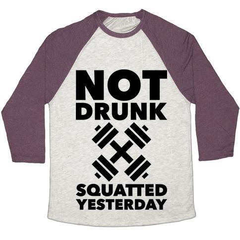 Virgin Teez  Baseball Tee Unisex Tri-Blend Baseball Tee / small / Oatmeal / Maroon NOT DRUNK SQUATTED YESTERDAY UNISEX TRI-BLEND BASEBALL TEE