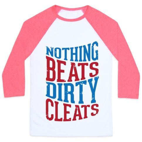 Virgin Teez  Baseball Tee Unisex Classic Baseball Tee / x-small / White/Neon Pink NOTHING BEATS DIRTY CLEATS UNISEX CLASSIC BASEBALL TEE