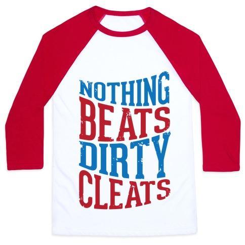Virgin Teez  Baseball Tee Unisex Classic Baseball Tee / x-small / White/Red NOTHING BEATS DIRTY CLEATS UNISEX CLASSIC BASEBALL TEE