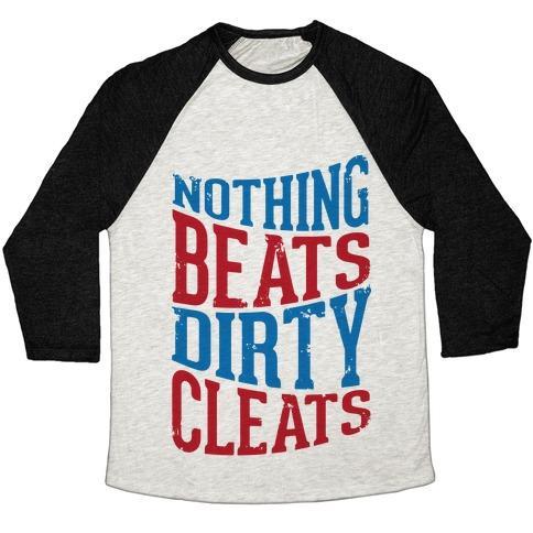 Virgin Teez  Baseball Tee Unisex Tri-Blend Baseball Tee / small / Oatmeal / Black NOTHING BEATS DIRTY CLEATS UNISEX TRI-BLEND BASEBALL TEE