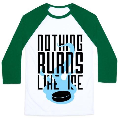 Virgin Teez  Baseball Tee Unisex Classic Baseball Tee / x-small / White/Dark Green NOTHING BURNS LIKE ICE UNISEX CLASSIC BASEBALL TEE