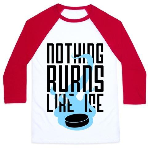 Virgin Teez  Baseball Tee Unisex Classic Baseball Tee / x-small / White/Red NOTHING BURNS LIKE ICE UNISEX CLASSIC BASEBALL TEE
