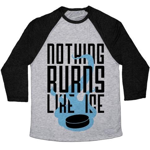 Virgin Teez  Baseball Tee Unisex Tri-Blend Baseball Tee / small / Athletic Gray / Black NOTHING BURNS LIKE ICE UNISEX TRI-BLEND BASEBALL TEE