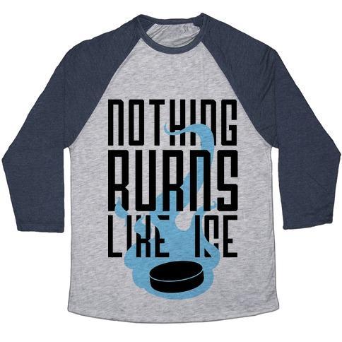 Virgin Teez  Baseball Tee Unisex Tri-Blend Baseball Tee / small / Athletic Gray / Navy NOTHING BURNS LIKE ICE UNISEX TRI-BLEND BASEBALL TEE