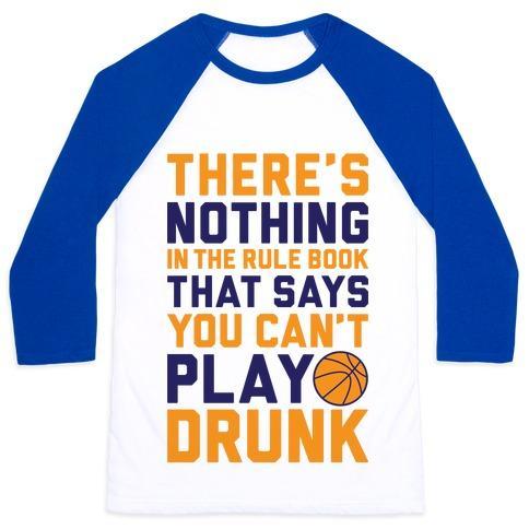 Virgin Teez  Baseball Tee Unisex Classic Baseball Tee / x-small / White/Blue NOTHING IN THE RULE BOOK SAYS YOU CAN'T PLAY DRUNK UNISEX CLASSIC BASEBALL TEE