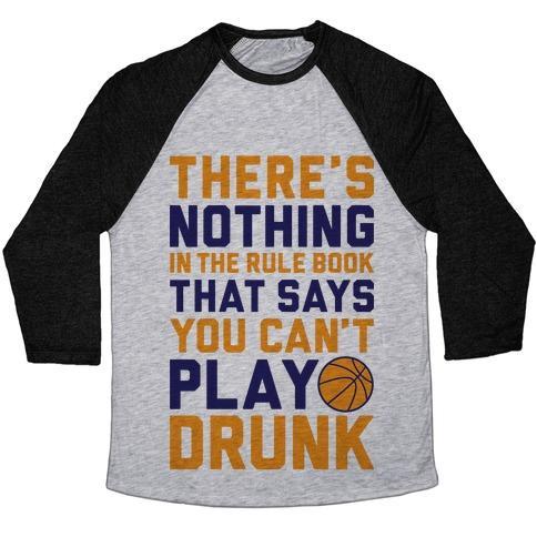 Virgin Teez  Baseball Tee Unisex Tri-Blend Baseball Tee / small / Athletic Gray / Black NOTHING IN THE RULE BOOK SAYS YOU CAN'T PLAY DRUNK UNISEX TRI-BLEND BASEBALL TEE