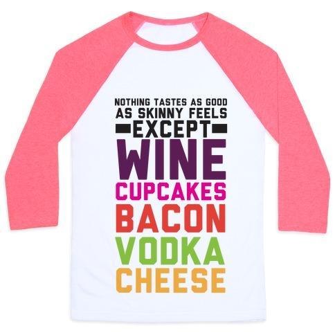 Virgin Teez  Baseball Tee Unisex Classic Baseball Tee / x-small / White/Neon Pink NOTHING TASTES AS GOOD UNISEX CLASSIC BASEBALL TEE