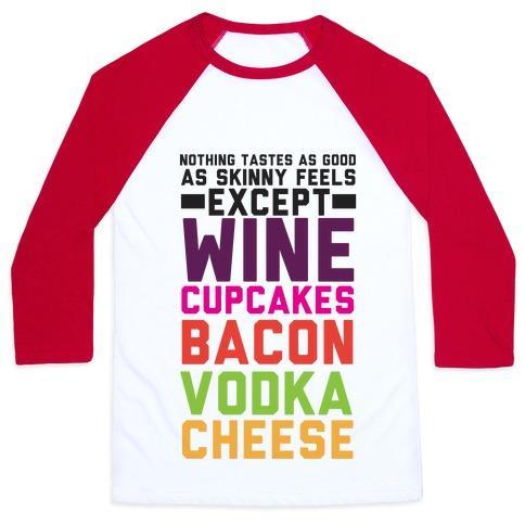 Virgin Teez  Baseball Tee Unisex Classic Baseball Tee / x-small / White/Red NOTHING TASTES AS GOOD UNISEX CLASSIC BASEBALL TEE