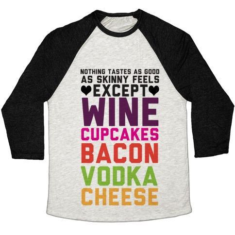 Virgin Teez  Baseball Tee Unisex Tri-Blend Baseball Tee / small / Oatmeal / Black NOTHING TASTES AS GOOD UNISEX TRI-BLEND BASEBALL TEE