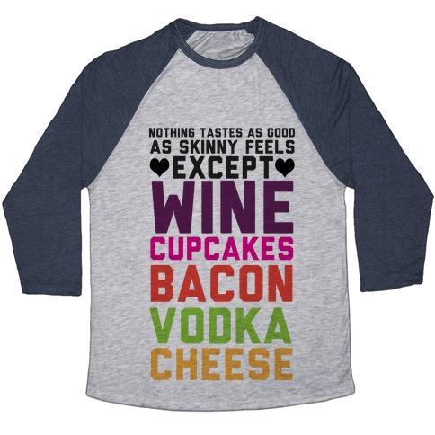 Virgin Teez  Baseball Tee Unisex Tri-Blend Baseball Tee / small / Athletic Gray / Navy NOTHING TASTES AS GOOD UNISEX TRI-BLEND BASEBALL TEE