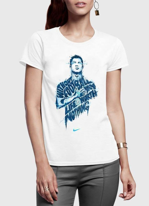 M Nidal Khan Women T-Shirt SMALL / White Nothing Without Football Half Sleeves Women T-shirt