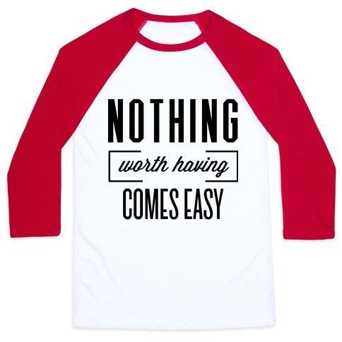 Virgin Teez  Baseball Tee Unisex Classic Baseball Tee / x-small / White/Red NOTHING WORTH HAVING UNISEX CLASSIC BASEBALL TEE
