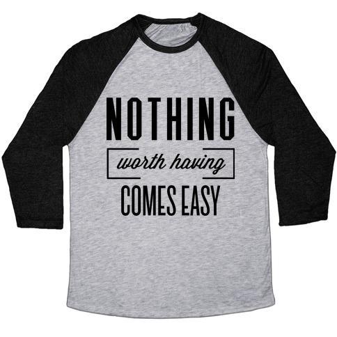 Virgin Teez  Baseball Tee Unisex Tri-Blend Baseball Tee / small / Athletic Gray / Black NOTHING WORTH HAVING UNISEX TRI-BLEND BASEBALL TEE