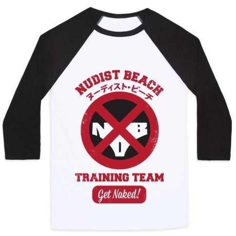 Virgin Teez  Baseball Tee Unisex Classic Baseball Tee / x-small / White/Black NUDIST BEACH TRAINING TEAM UNISEX CLASSIC BASEBALL TEE