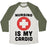 Virgin Teez  Baseball Tee Unisex Tri-Blend Baseball Tee / small / Oatmeal / Moss NURSING IS MY CARDIO UNISEX TRI-BLEND BASEBALL TEE