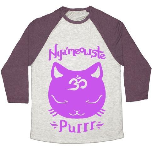 Virgin Teez  Baseball Tee Unisex Tri-Blend Baseball Tee / small / Oatmeal / Maroon NYAMEOWSTE UNISEX TRI-BLEND BASEBALL TEE