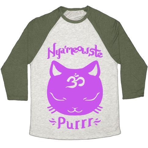 Virgin Teez  Baseball Tee Unisex Tri-Blend Baseball Tee / small / Oatmeal / Moss NYAMEOWSTE UNISEX TRI-BLEND BASEBALL TEE