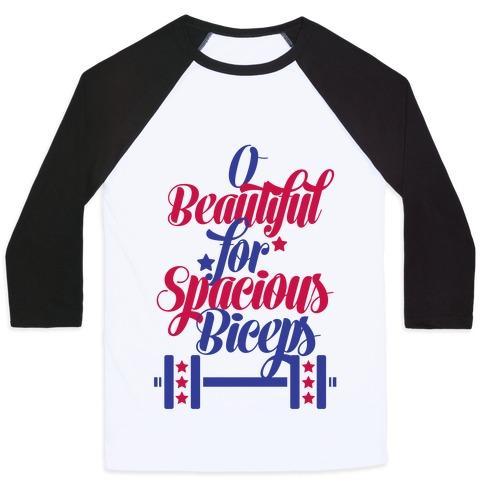 Virgin Teez  Baseball Tee Unisex Classic Baseball Tee / x-small / White/Black O BEAUTIFUL, FOR SPACIOUS BICEPS UNISEX CLASSIC BASEBALL TEE