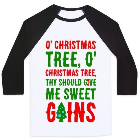 Virgin Teez  Baseball Tee Unisex Classic Baseball Tee / x-small / White/Black O' CHRISTMAS TREE THY SHOULD GIVE ME SWEET GAINS UNISEX CLASSIC BASEBALL TEE