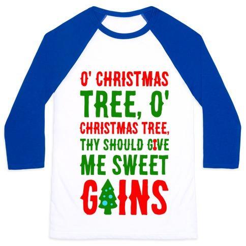 Virgin Teez  Baseball Tee Unisex Classic Baseball Tee / x-small / White/Blue O' CHRISTMAS TREE THY SHOULD GIVE ME SWEET GAINS UNISEX CLASSIC BASEBALL TEE