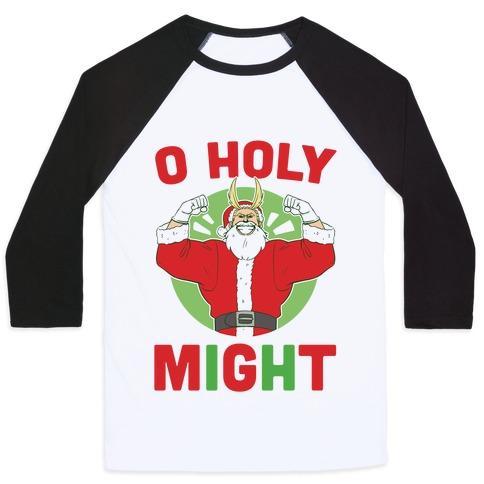 Virgin Teez  Baseball Tee Unisex Classic Baseball Tee / x-small / White/Black O HOLY MIGHT - ALL MIGHT UNISEX CLASSIC BASEBALL TEE