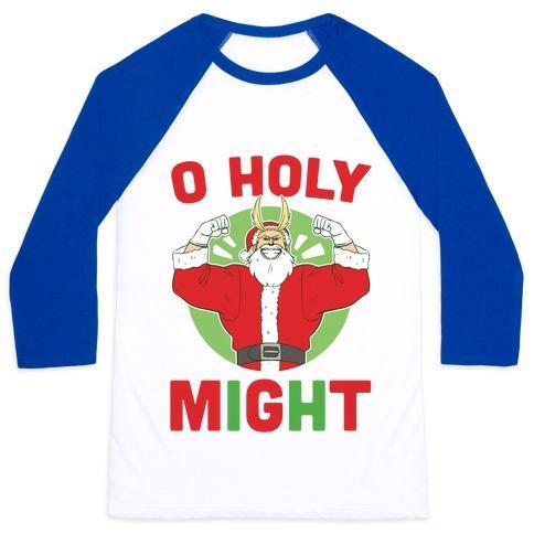 Virgin Teez  Baseball Tee Unisex Classic Baseball Tee / x-small / White/Blue O HOLY MIGHT - ALL MIGHT UNISEX CLASSIC BASEBALL TEE