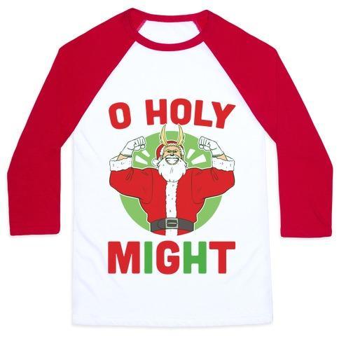 Virgin Teez  Baseball Tee Unisex Classic Baseball Tee / x-small / White/Red O HOLY MIGHT - ALL MIGHT UNISEX CLASSIC BASEBALL TEE