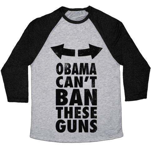 Virgin Teez  Baseball Tee Unisex Tri-Blend Baseball Tee / small / Athletic Gray / Black OBAMA CAN'T BAN THESE GUNS UNISEX TRI-BLEND BASEBALL TEE
