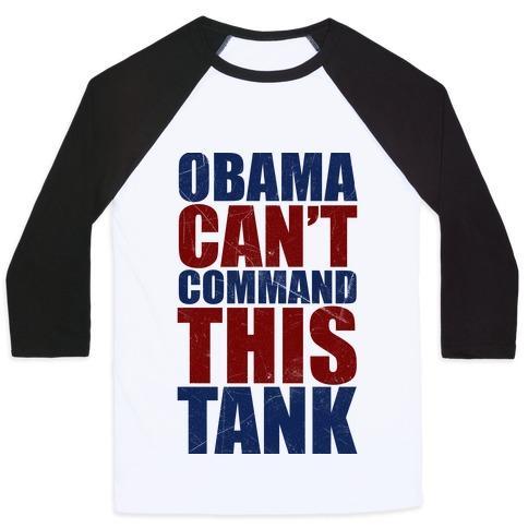 Virgin Teez  Baseball Tee Unisex Classic Baseball Tee / x-small / White/Black OBAMA CAN'T COMMAND THIS TANK UNISEX CLASSIC BASEBALL TEE
