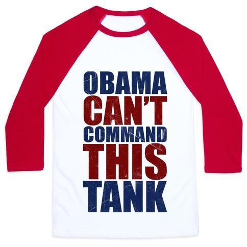 Virgin Teez  Baseball Tee Unisex Classic Baseball Tee / x-small / White/Red OBAMA CAN'T COMMAND THIS TANK UNISEX CLASSIC BASEBALL TEE