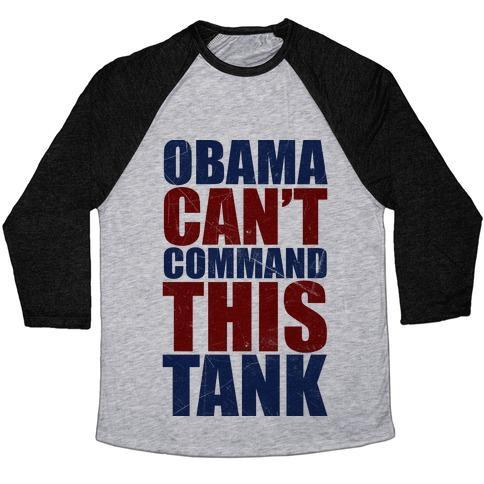 Virgin Teez  Baseball Tee Unisex Tri-Blend Baseball Tee / small / Athletic Gray / Black OBAMA CAN'T COMMAND THIS TANK UNISEX TRI-BLEND BASEBALL TEE