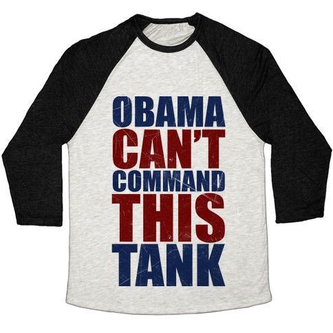 Virgin Teez  Baseball Tee Unisex Tri-Blend Baseball Tee / small / Oatmeal / Black OBAMA CAN'T COMMAND THIS TANK UNISEX TRI-BLEND BASEBALL TEE