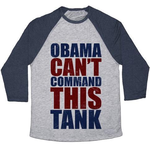 Virgin Teez  Baseball Tee Unisex Tri-Blend Baseball Tee / small / Athletic Gray / Navy OBAMA CAN'T COMMAND THIS TANK UNISEX TRI-BLEND BASEBALL TEE
