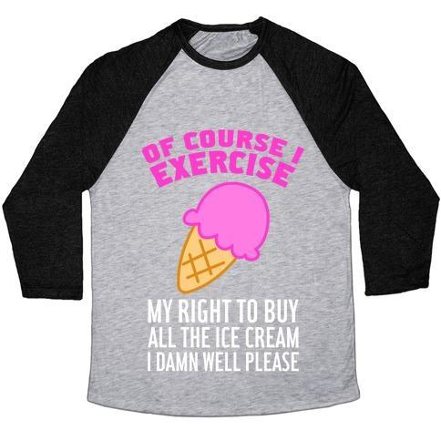 Virgin Teez  Baseball Tee Unisex Tri-Blend Baseball Tee / small / Athletic Gray / Black OF COURSE I EXERCISE UNISEX TRI-BLEND BASEBALL TEE